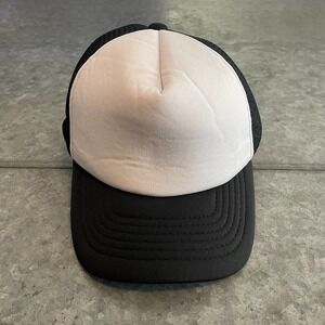 Black White Trucker Snapback Hat Cap Plain Blank Magic Headwear 90s Retro